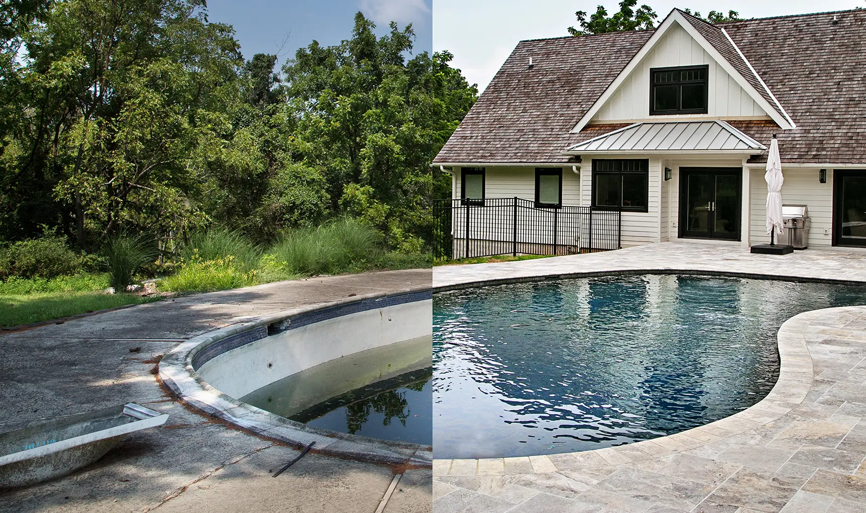 Pool resurfacing and remodeling before and after